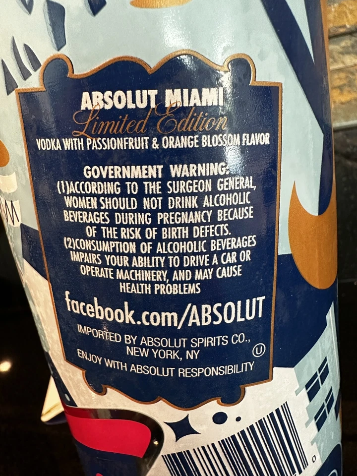 🎄RARE ABSOLUT Miami 1L Passionfruit Vodka Limited Edition bottle Empty - Image 4 of 4