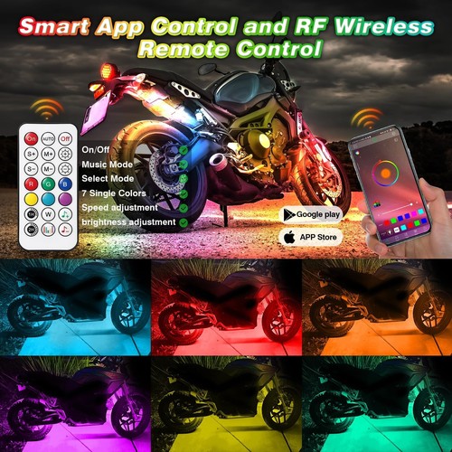 12PCS Chasing Motorcycle LED Lights Kit with APP/RF Remote, RGB+IC Dreamcolor... - Picture 2 of 7