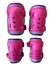 Pink Purple Kids Skateboard Knee Elbow Pads Guard Combo Set