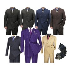 Luxurious Men's Regular-Fit DB Gangster Stripe Suit, w/Free Socks, 299 
