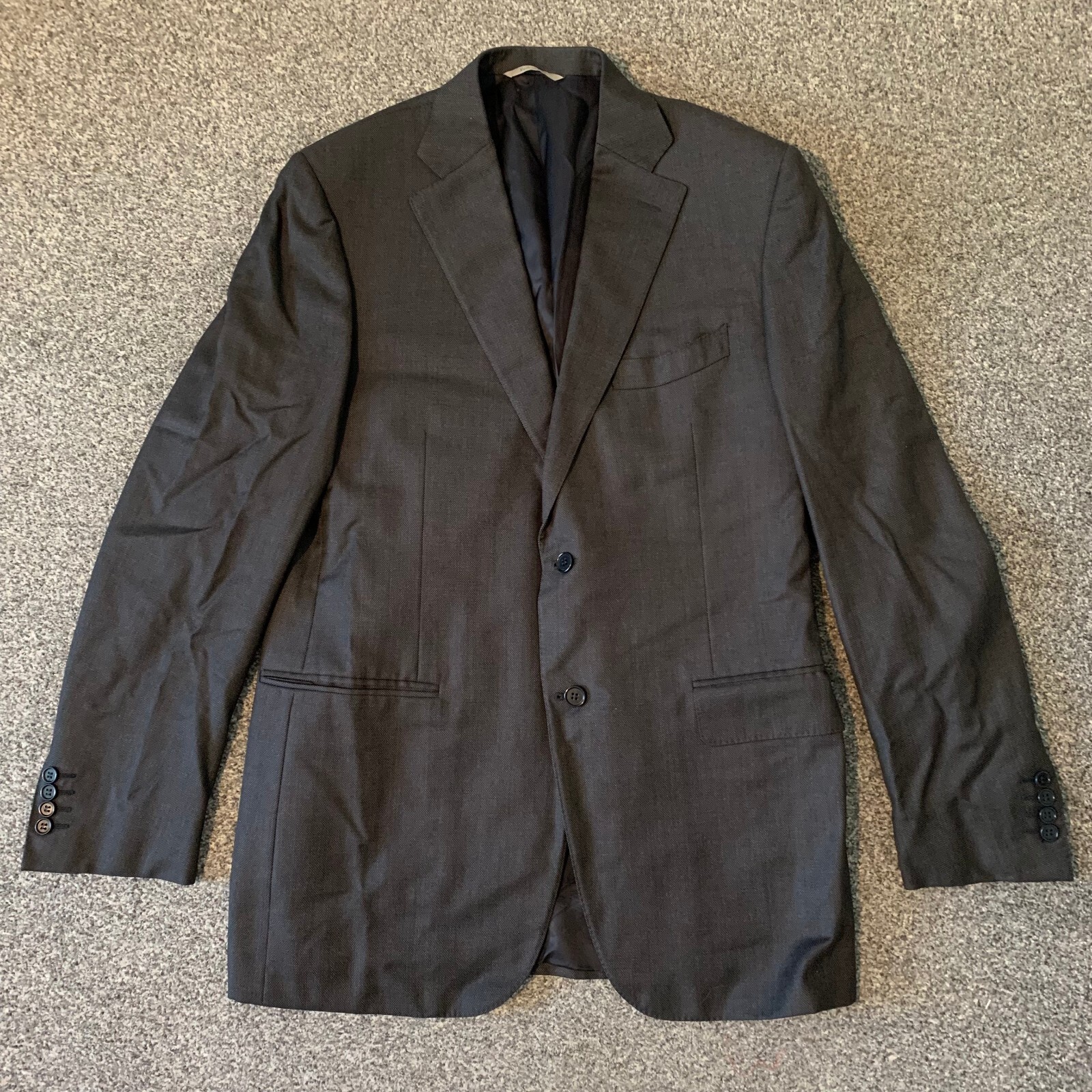 Canali Wool Blazer Size 52 Mens Dark Grey