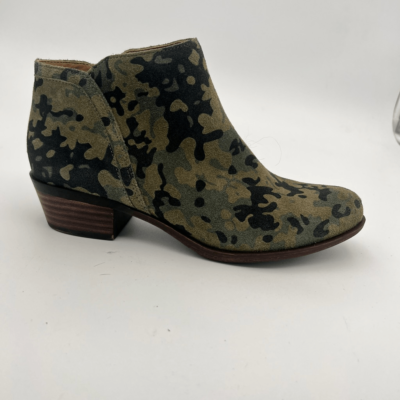 Lucky Brand Camouflage Ankle Booties - Olive Green Camo with Side Zippers Lucky Brand Green Camo Suede Ankle Boots With Stacked Heel  main image 2
