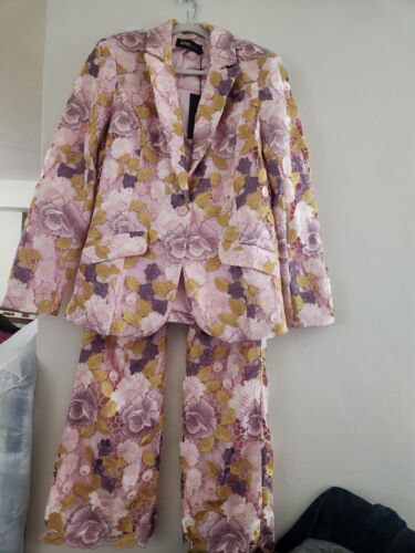 Fashion Nova Co-ord lace set blazer + pants Floral Pastel sz XL BNWT