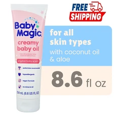 Baby Magic Creamy Baby Oil Lotion, Original Baby Scent, Hypoallergenic, 8.6 fl o