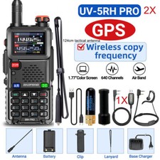 BAOFENG 5RH GPS WALKIE TALKIE MULTI BAND RECHARGEABLE TWO WAY RADIOS 10W KIT 2X