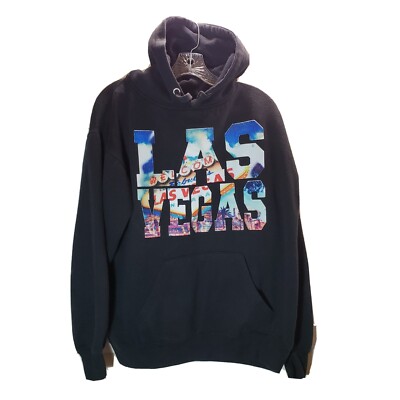 Vintage Rag Wear Usa Las Vegas Spellout Hoodie Mens Size M Cotton Heue welcome
