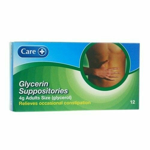 Care Glycerol/ Glycerin Suppositories 4g for Adults ( 12 Suppositories)