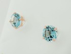 GENUINE 1.72 Cts AQUAMARINE STUD EARRINGS 14K ROSE GOLD - Free Certificate - NWT — photo 3