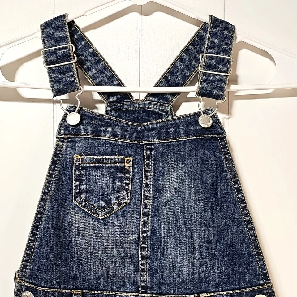 Osh Kosh Genuine Kids Girls Embroidered Denim Shortalls 5T Cottage Prairie - Image 2 of 4