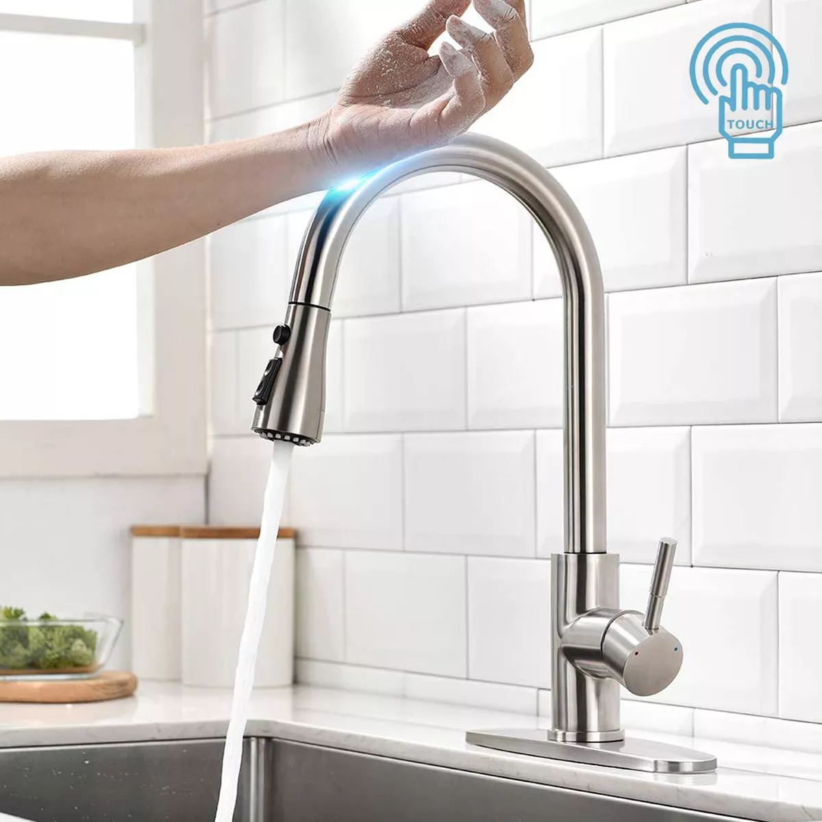 Touch Sensor Kitchen Faucet Sink Pull