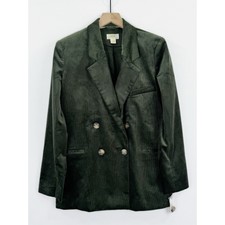 Maeve Anthropologie Blazer Womens 4 Green Corduroy Mid Length Classic Modern New