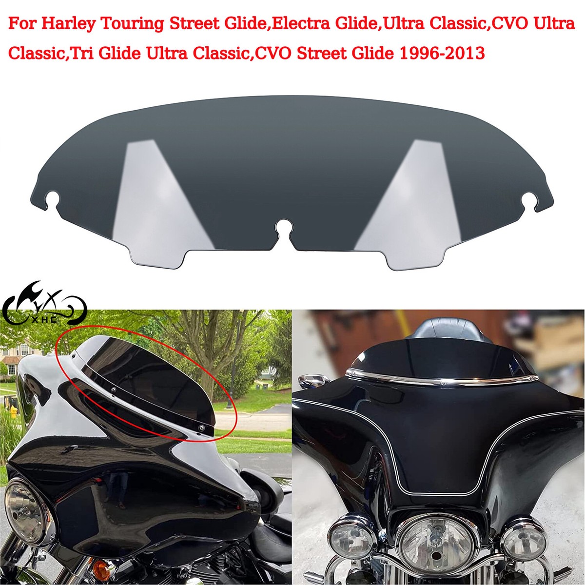 12 Inch Clear Windshield For Harley Touring Electra Glide & Ultra Classic (1996-2013) - High Quality Plastic-988036
