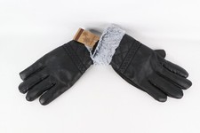NOS Vintage Womens One Size Fleece Lined Faux Leather Winter Gloves Black