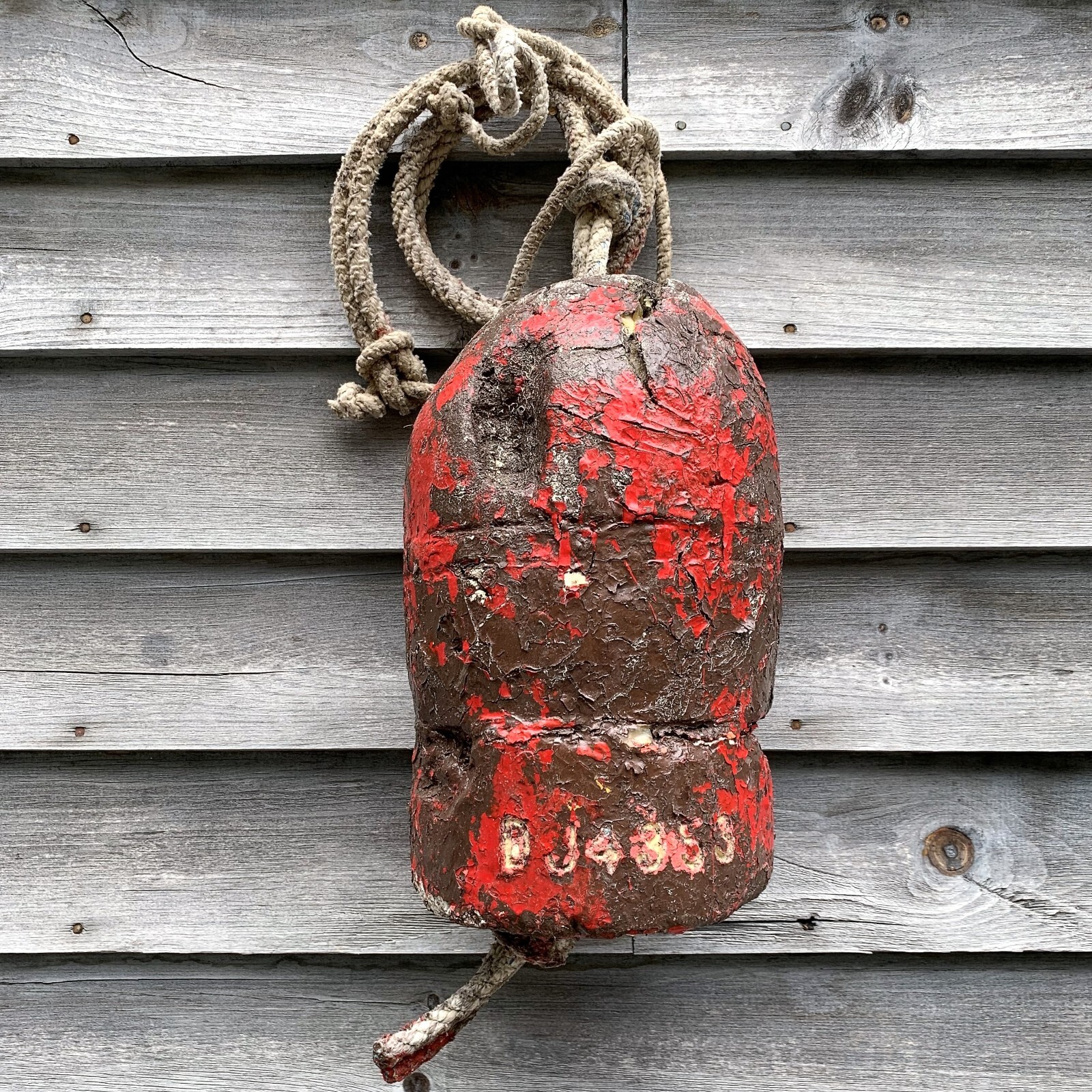 Old Weathered Retired Maine Lobster Trap Red BUOY Nautical Spongex