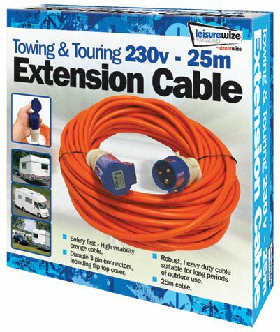 Orange 25 Mtr 230v Caravan Camping Electric Hook Up Extension Mains Lead Cable - Picture 1 of 4
