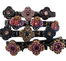 Sparkling Crystal Stone braided hair clips Set Of 4 New