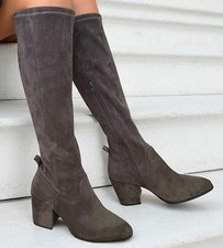 Ella Paige Ladies Knee High Pull On Faux Suede Stretchy Boots Womens