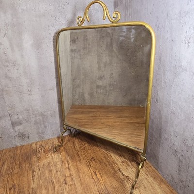 Antiker Spiegel & Gold Messing Metall Feuerschutz Schutz Fireguard Jugendstil Griff