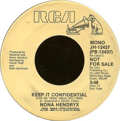 Nona Hendryx - Keep It Confidential - Used Vinyl Record 7 - Promo - G8100z