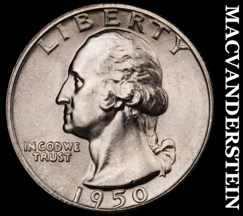 1950-D Silver Washington Quarter - Choice Gem Brilliant Unc  Lustrous  #i6451