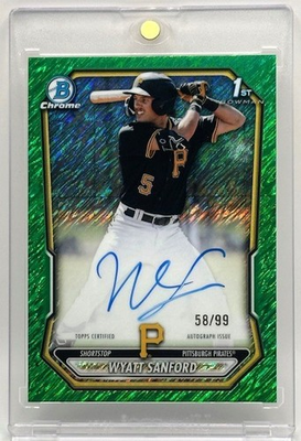#ad 2026 Bowman Wyatt Sanford Green Shimmer Chrome Auto #CPA WS 1st Bowman 58 99 $110.00