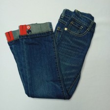 Gymboree Straight Leg Jeans Stretch Button Dtail Denim Pants adjstble Girls sz 6