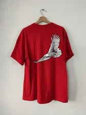 Vintage 90’s Winston Cigarettes Bald Eagle Promo Graphic Art Red Tee Shirt - XL