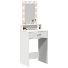 Modern Wooden Narrow Dressing Table Makeup Vanity Desk With LED Mirror & Drawer