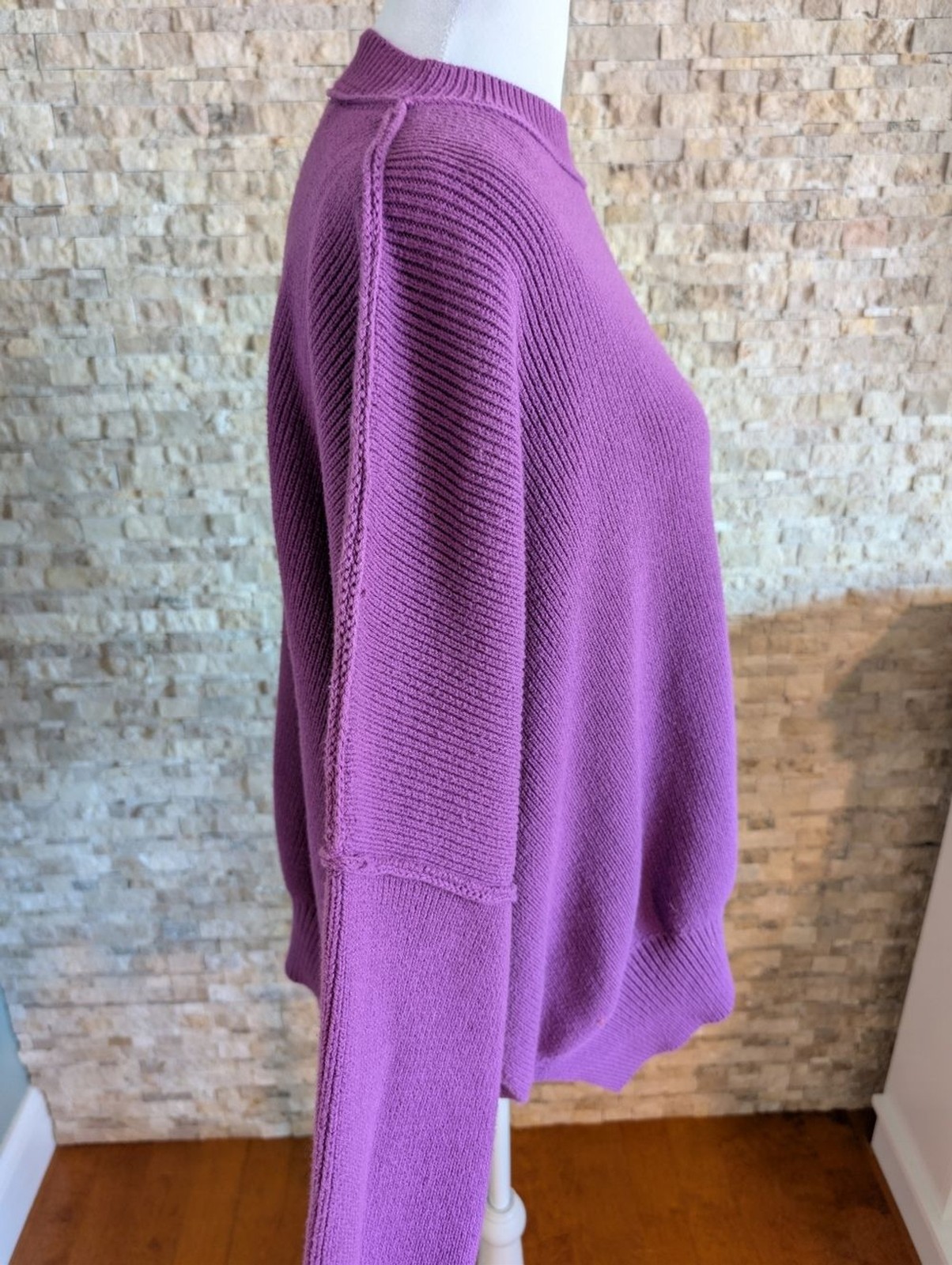 Free People Easy Street Tunic Ribbed Mock Neck Sweater Purple Knit Size XS image 2