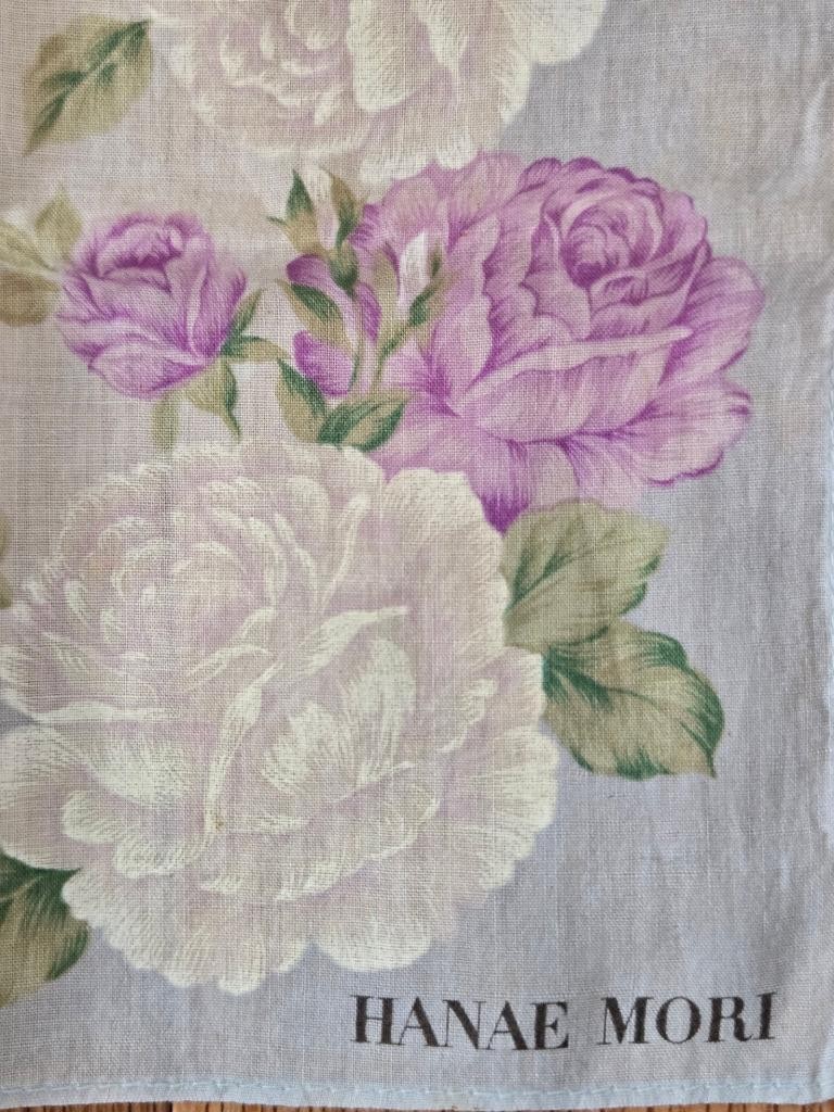 4 Vintage Handkerchiefs Pinks Hanae Moi Balenciaga Pierre Balmain Blue Florals thumbnail 2