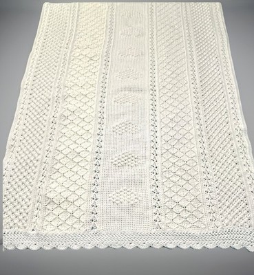 SALE! 15% OFF Aran Hearts Crocheted Ivory Throw Pattern By Bonnie Barker 45 x62 