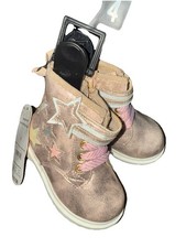 Wonder Nation Girls Metallic Gold Star Boots - Toddler Size 4 -  High-Tops Shoes