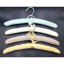 Vintage Satin Covered Clothes Hangers Pastel Colors Set of 4