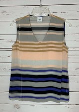 CAbi Women's S Small Underline Striped Sleeveless Sheer Spring Summer Top Tank