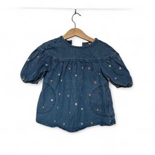 Target Baby Denim Dress Flower Embroidery Size 6-12 Months GUC Blue