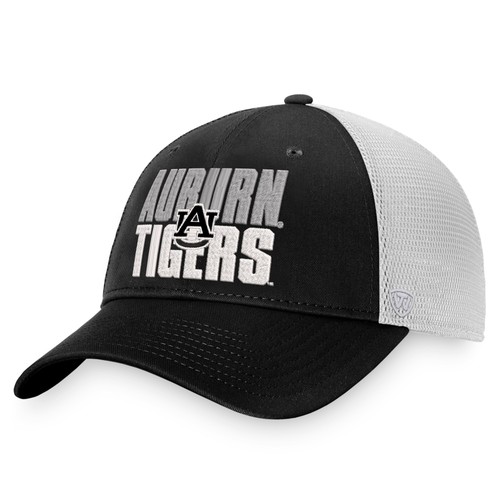 Herren Top of the World schwarz/weiß Auburn Tigers Lagerflor Trucker Druckknopflasche Mütze