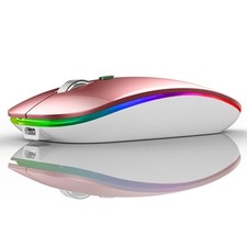 G12 Slim Rechargeable LED Wireless Mouse with USB Receiver Rose Gold Color