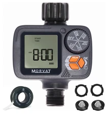 Morvat Sprinkler Timer Outdoor Garden Hose w/ Rain Delay + Accessories