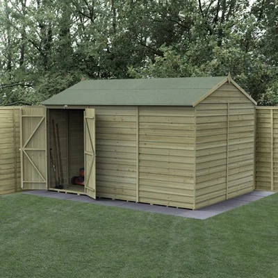 FOREST GARDEN Forest 4LIFE 12x8 Shed Reverse Apex Double Door No Windows Wooden Garden Shed