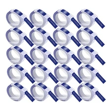 20PK Compatible for Dymo 521206 Label Maker 3D Emobssing Tape White on Blue