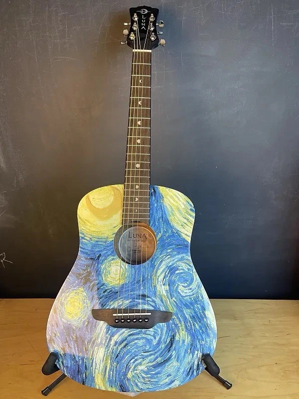 Luna Safari Starry Night 3/4 Size Travel Acoustic Guitar Starry Night Print - Image 2 of 2