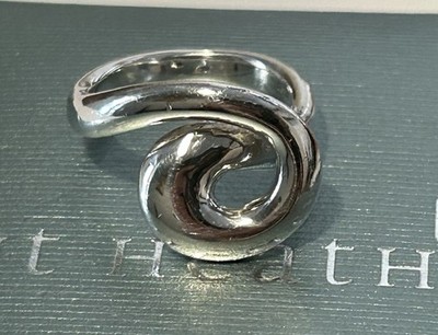 Set Heide schwerer Sterlingsilber Modernist Wirbel Ring. Voll HM. Gr. O (8,73g!)