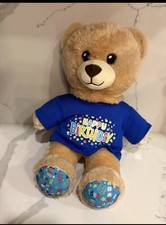 Build A Bear Happy Birthday stuffed animal plush Bear with blue shirt 14"