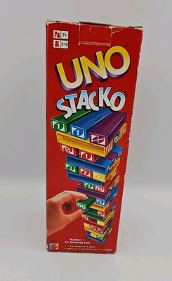 Vintage UNO STACKO Mattel Stacking Strategy Party Game 2002 COMPLETE