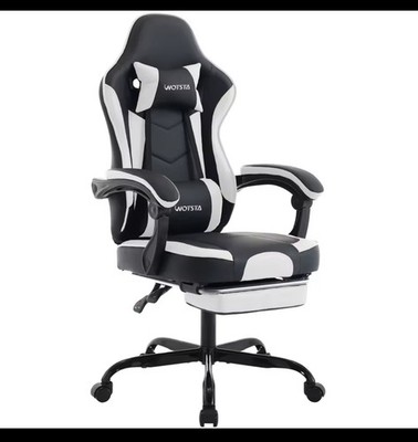 WOTSTA Gaming-Stuhl   Ergonomisch   mit Fußstütze   Lendenkissen & Kopfstütze