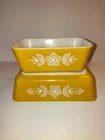 Vintage Pyrex Butterfly Gold Rectangle Refrigerator Dishes No Lids Oven Ware Vtg