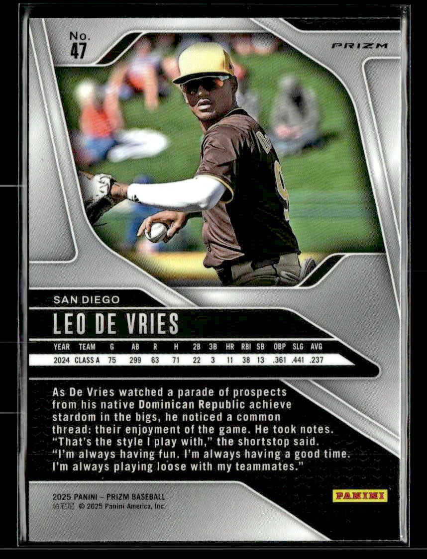 2025 Panini Prizm - Pink Ice Prizm - #47 Leo De Vries - San Diego
