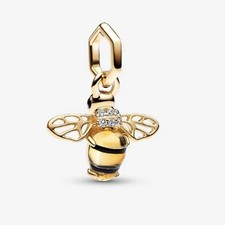 Pandora Gold Bee Charm Amber Dangle ALE