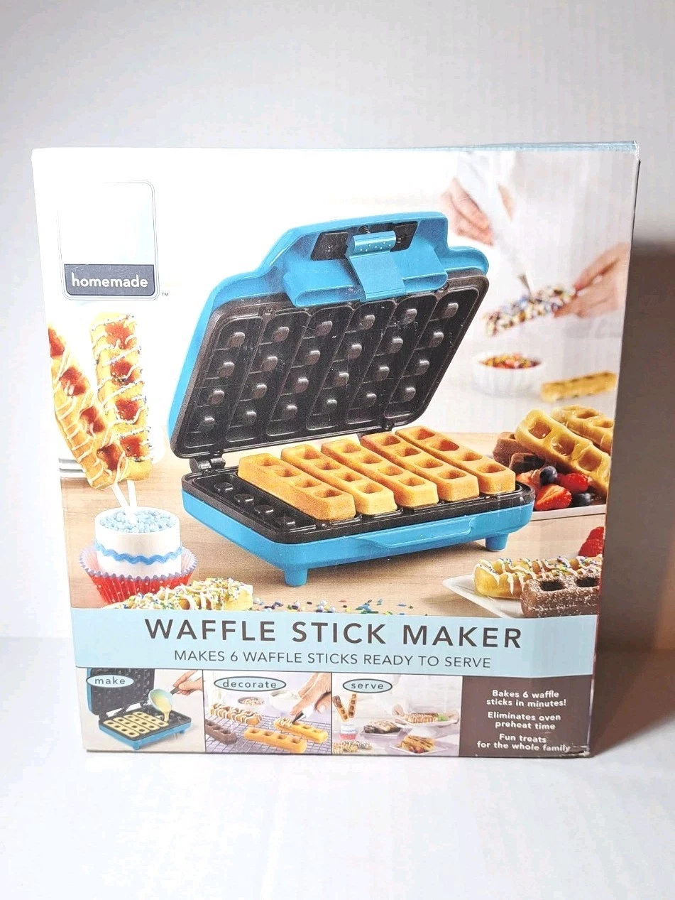 Homemade Waffle Stick Maker Blue Machine Baking Cooking Plug In Unit Makes 6 NEW