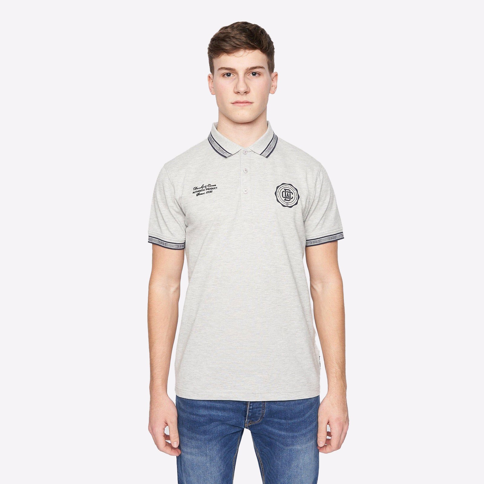 Duck And Cover Keyaan Mens Casual Smart Fashion Polo Shirt Grey